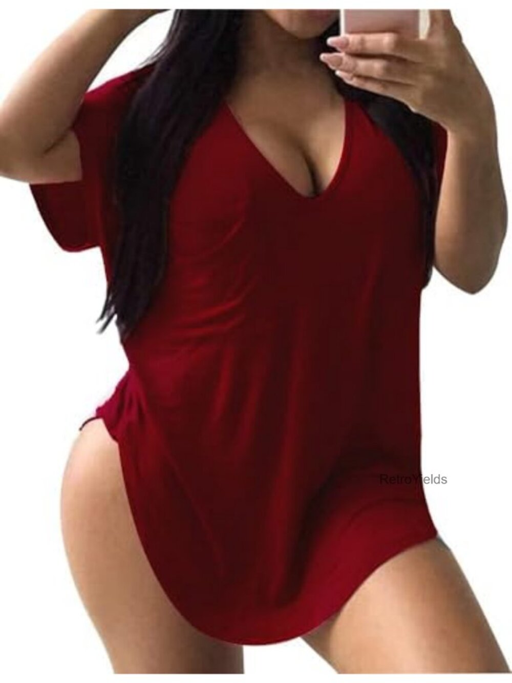 Plus Size Womens Scoop Collar Short Sleeve Loose Summer Tops Tee